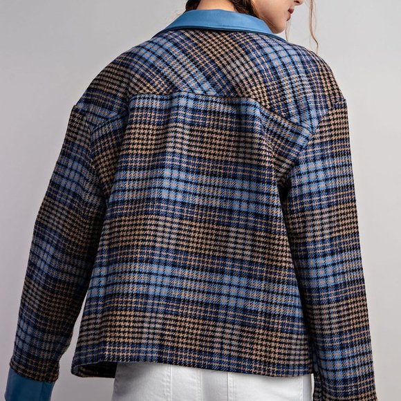 Last 1!  NWT Faux Leather Plaid Jacket - Picture 10 of 11